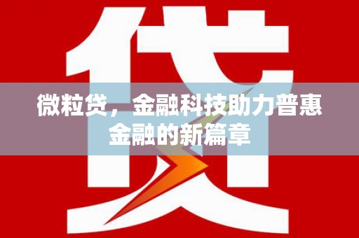 泰来微粒贷，金融科技助力普惠金融的新篇章