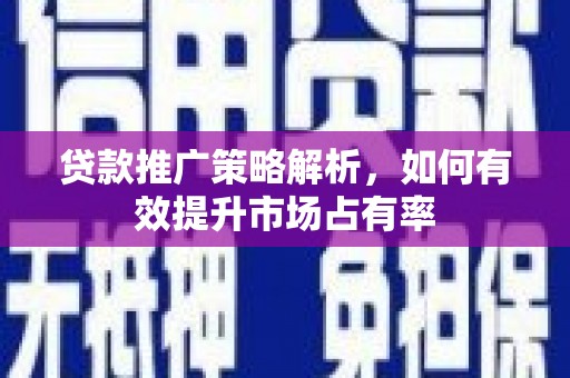 泰来贷款推广策略解析，如何有效提升市场占有率