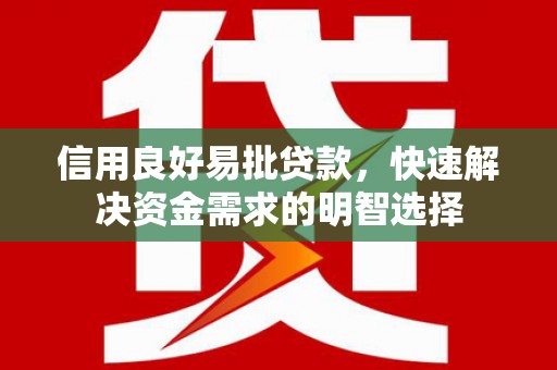 泰来信用良好易批贷款，快速解决资金需求的明智选择