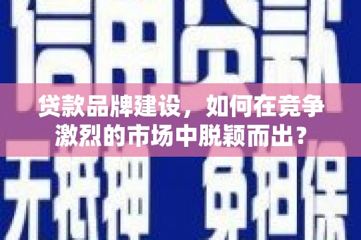 泰来贷款品牌建设，如何在竞争激烈的市场中脱颖而出？