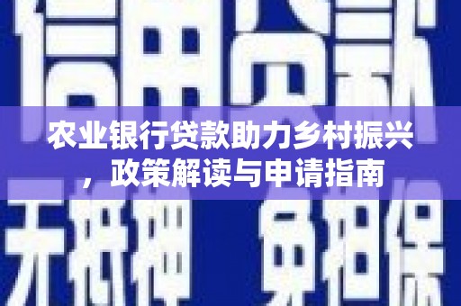 泰来农业银行贷款助力乡村振兴，政策解读与申请指南
